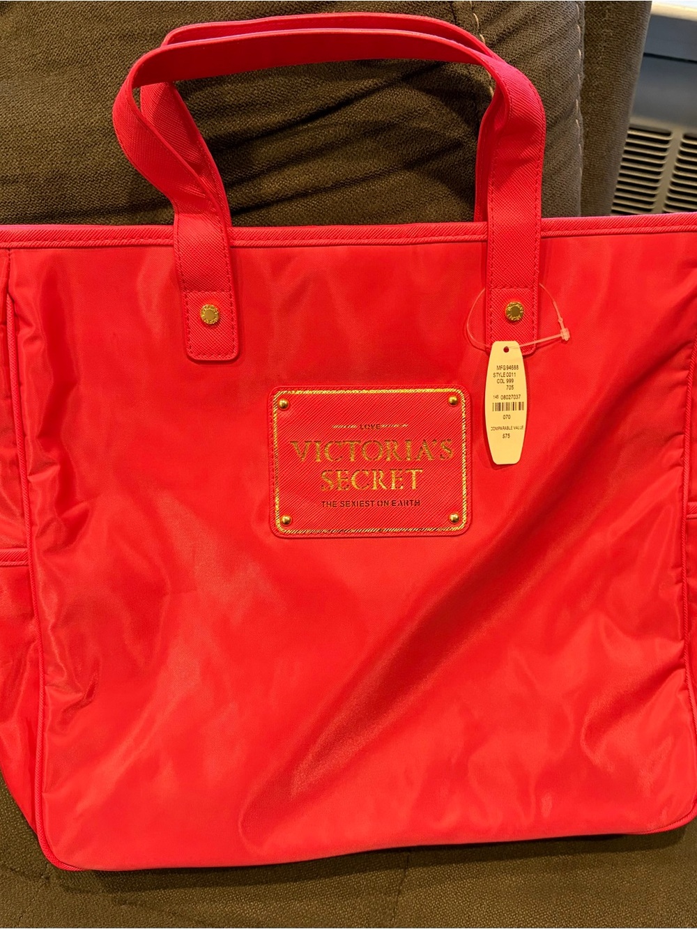 Victoria's Secret Bright Tote with Gold Logo Plaque